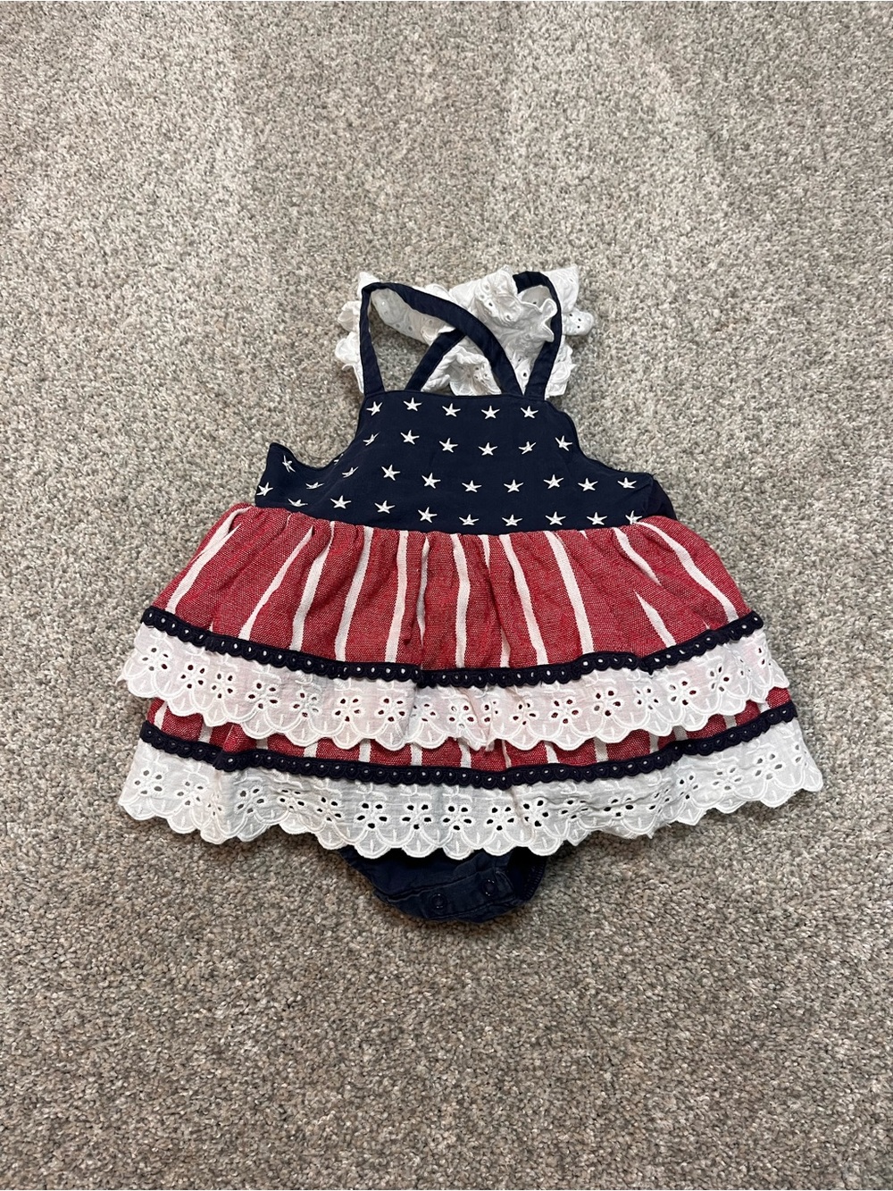 Bums & Roses Ruffle Dress “Stars and Stripes” Size 2T